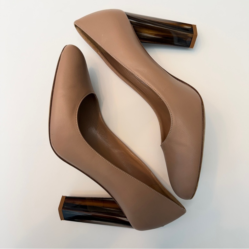 DIANE VON FURSTENBERG Santana Leather Pumps In Nude, Size 7.5 - Picture 6 of 8